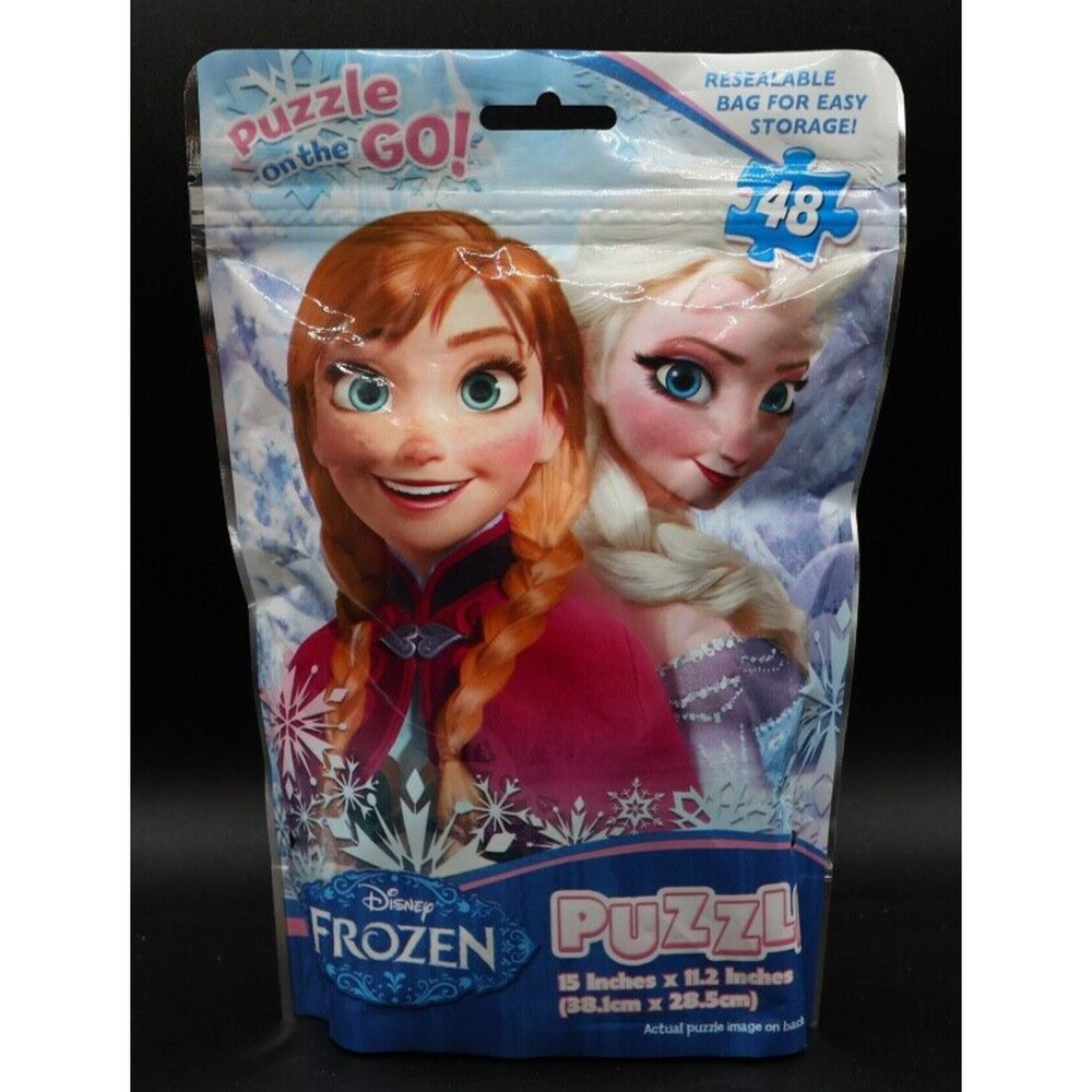 Frozen Anna & Elsa Puzzle on The Go in Foil Bag 48 Piece By Disney NEW